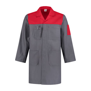 Kinderstofjas 100% katoen grijs/rood