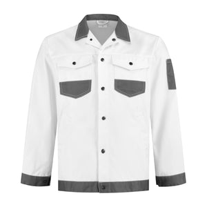 Werkjas katoen/polyester wit/grijs